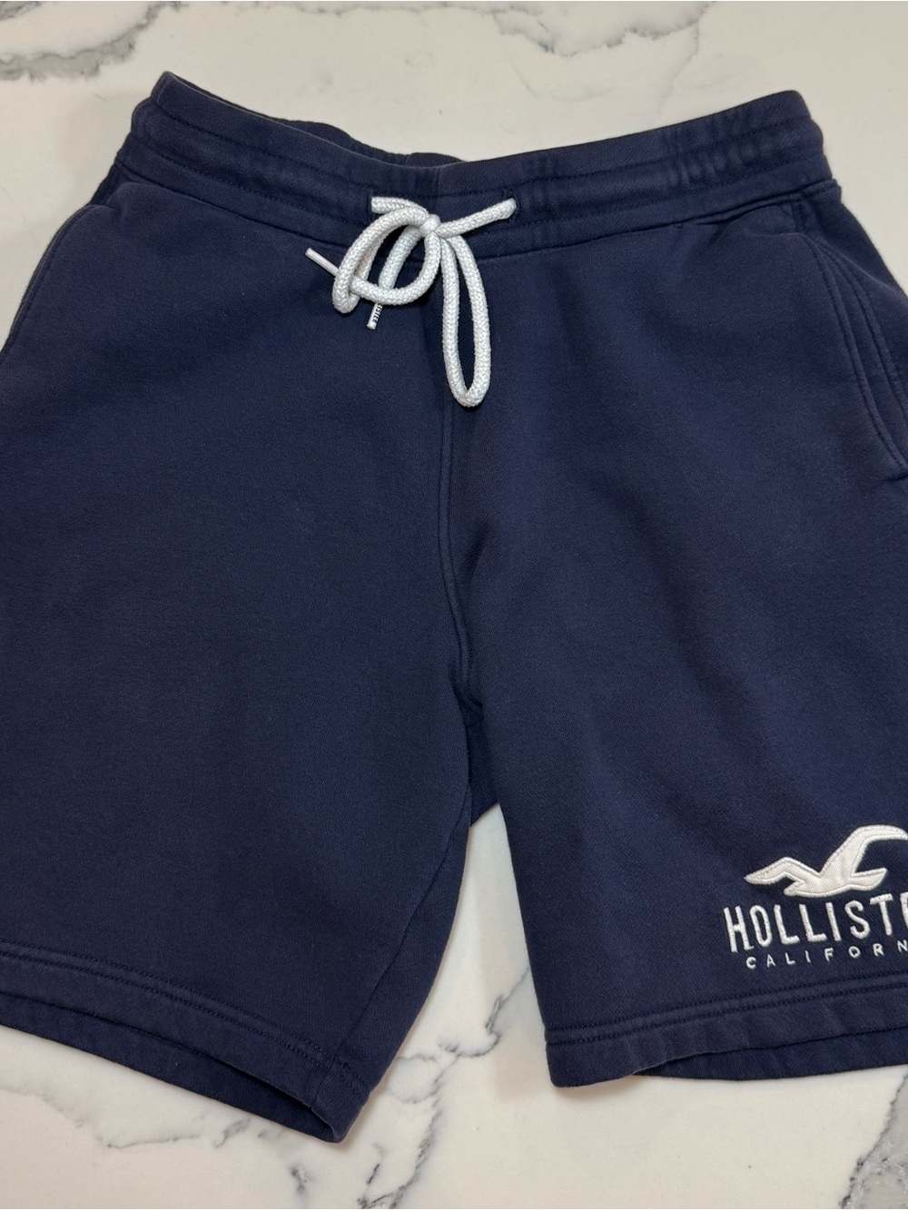 Hollister Men's Navy Logo Athletic Shorts